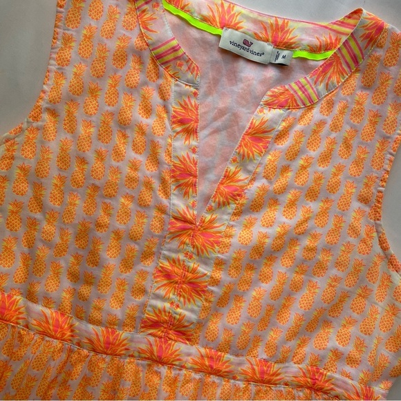 Vineyard Vines Pineapple Print Tiered Dress Medium - Picture 1 of 7